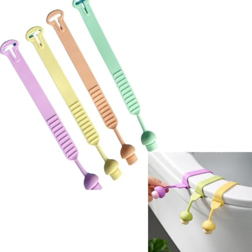 Toilet Lid Lifter Handle, Seat 4 Mushroom Lid Cushion Lifter, Flexible Silicone Label Handle Pull Strap to Prevent Contact with Toilet Sea，Restrooms Supplies Accessories
