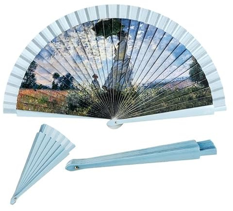 DRW Fächer aus Holz, dekoriert mit Bild für Damen, mit Sonnenschirm von Monet, 42 cm, bunt, Medidas