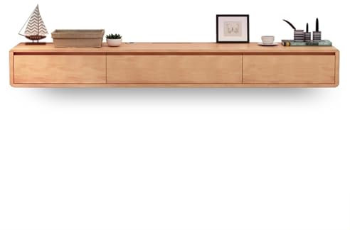 Mobile TV Sospeso - Mobile TV Sospeso In Legno Massello Da 140 Cm, Mobile TV A Parete, Centro Di Intrattenimento Montato A Parete, Console Multimediale, Mobile TV Moderno, Mobile TV Basso(A,160*24*20C