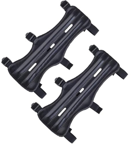 2PCS Bogenschießen Armschützer Leder Unterarmschutz Bogenzubehör mit verstellbaren Trägern