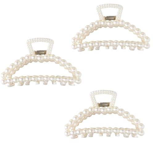 Weiße große Perlen-Haarspangen für dickes Haar, große Haarklammern für Mädchen, Kunstperlen, neutrale Haarspangen, modisches Haar-Accessoire, Kopfbedeckung, Styling-Werkzeuge für Party, Hochzeit, 3