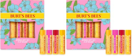 Burt's Bees Lippenbalsam-Geschenkset, Bienenwachs, Erdbeere, Tropische Ananas, Drachenfrucht-Zitrone, In voller Blüte, 4 x 4,25 g (Packung mit 2)
