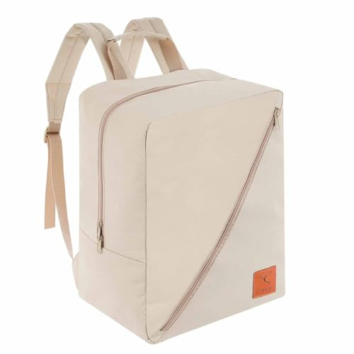 Granori Handgepäck Rucksack 40x30x20 cm Minimalist W6 | Leichter Flugrucksack mit Laptopfach & Trolleyschlaufe | 24L Kabinenrucksack für Flugzeug – passend für Ryanair & Wizz Air (Beige)