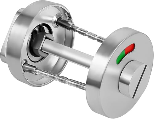 Serrure de Salle de Bain avec Bouton Rotatif,Rosaces en Acier Inoxydable | Porte de Toilettes Condamnation avec Voyant Loquet Rotatif de Serrure WC Argent