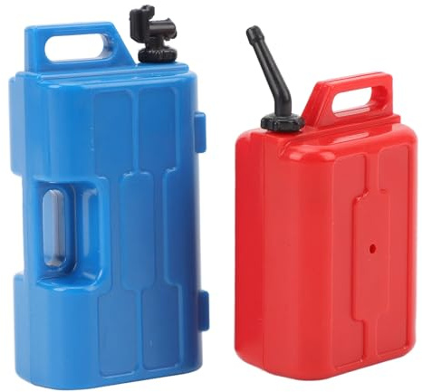 Kadimendium Simulationsset für Kraftstofftank und Benzinkanister Im Maßstab 1:10. Buntes Zubehör für SCX10 RC Crawler. Minitank und Kanister aus Kunststoff (Rot + Blau)
