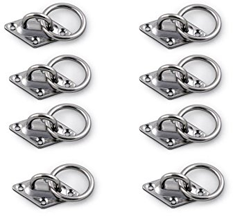 8x Augplatte mit Ring Edelstahl 8 x 80 mm Ösenplatte Ringschraube Ringbolzen Ringöse Ringplatte