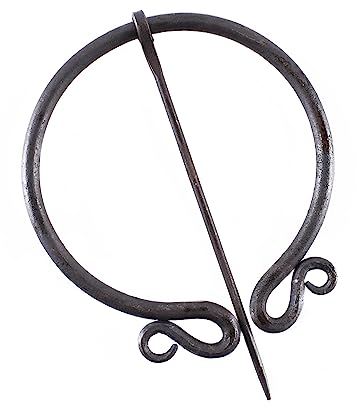 Battle-Merchant Ringfibel, rund, doppelt eingerollt, handgeschmiedet Mystische Brosche Wikinger Gewandschmuck Fibel LARP