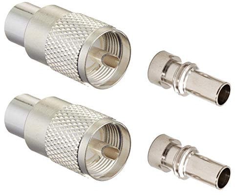 Ancable UHF/PL-259 Male Solder Coax Connector with Reducer for CB Ham Radio Antenna,Pack of 2,Silver