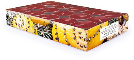 pajoma® Teelichte 30 Stück, Weihnachtsduft | Duft-Teelichte in Aluminiumhülle, Brenndauer ca. 4 Stunden - Höhe 1,5 cm ø 3,5 cm | Premium Qualität | Deko, Gastronomie, Outdoor, Windgläser, Hochzeit