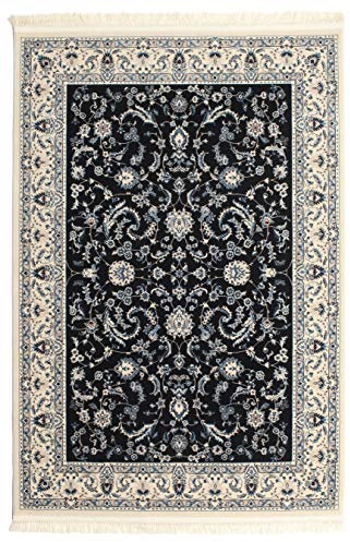 RugVista, Nain Florentine, Teppich, Mittelflor, 120 x 180 cm, Rechteckiger, Oeko-Tex Standard 100, Polyester, Flur, Schlafzimmer, Küche, Wohnzimmer, Dunkelblau, Schwarz