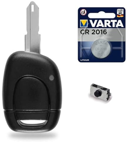 Coque pour Plip Clé Télécommande Renault Scenic Twingo Clio Kangoo + Switch et 1 Pile cr2016 - Kit iRace Keys®