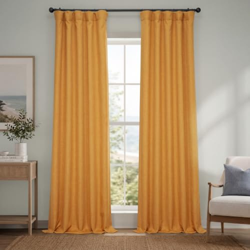 HPD Half Price Drapes Vorhänge aus Kunstleinen, strukturiert, Raumverdunkelungsvorhänge für Schlafzimmer, 213 cm lang, 1 Panel, 127 x 213 cm (B x L), Vorhänge für Wohnzimmer, Heimdekoration,