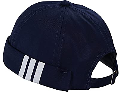 CLAPE Baumwolle Docker Cap Herren Retro Seemannsmütze Brimless Cap Ohne Schirm Rolled Cuff Harbour Hat Docker Leon Beanie Hat Blue CT12