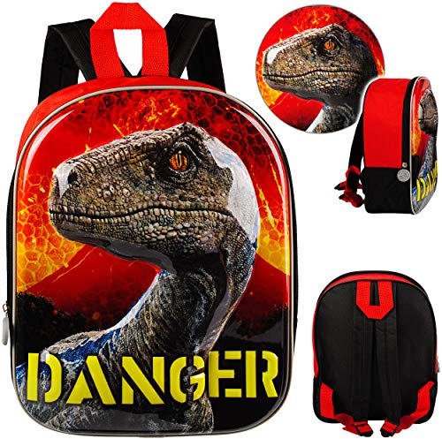 alles-meine.de GmbH 3D Effekt Kinder Rucksack - Jurassic World - Dinosaurier - Tasche - wasserfest & beschichtet - Kinderrucksack groß Kind - Jungen - Kindergartentasche - z.B...