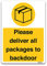 stika.co Please Deliver All Packages to Backdoor Sign – A6 Self-Adhesive Vinyl Sticker for Postman, Couriers, and Delivery Drivers – Durable Indoor/Outdoor Delivery Door Notice