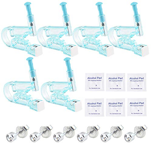 Piercing Pistole INTVN 6 Packs Ohr-Piercing Ohrpiercing Werkzeug mit Ohrstecker für Asepsis Piercing Kit Ohr-Piercing Gun mit alkoholischer Baumwolle