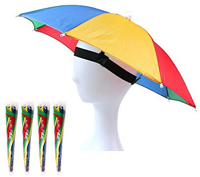 OMUKY Regenschirm Hut klein Sonnenschirm Hut Faltbarer Wasserdicht Kopfschirm Kinder Erwachsene Angelschirme Camping Wandern Outdoor Angeln(Watermelon, 4 Pack)