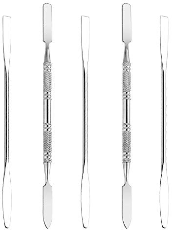 Wismee 5Pcs Makeup Spatula tool metal Set Professional Beauty Stainless Steel Cosmetics Mixer Long Metal Spatula Depotting Mixing Tool