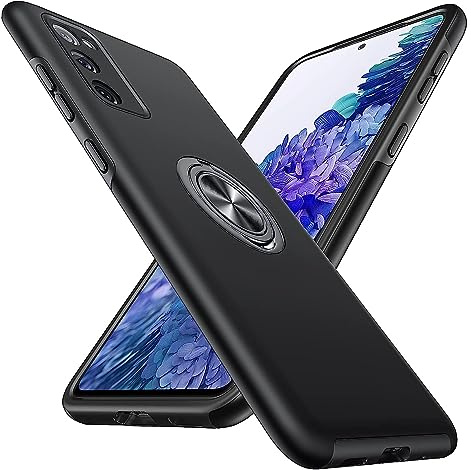 NWNK13 Für Samsung Galaxy S20 Fe 4G / 5G Hülle Slim Fit Stoßfest Tough Armor Case Ring Halter Schutzhülle Silikon Bumper Handyhülle für Samsung S20 fe Schwarz