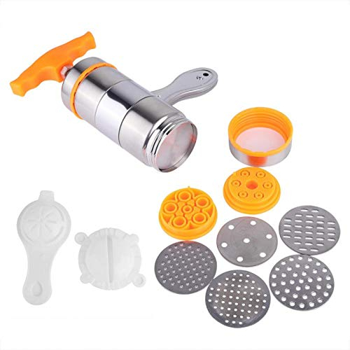Omabeta Macchina per la Produzione di Pasta Manuale per Uso Domestico in Acciaio Inossidabile Pressa per noddles Pressa per Pasta pressa per Pasta pressa per Macchina Arancione con 7 stampi