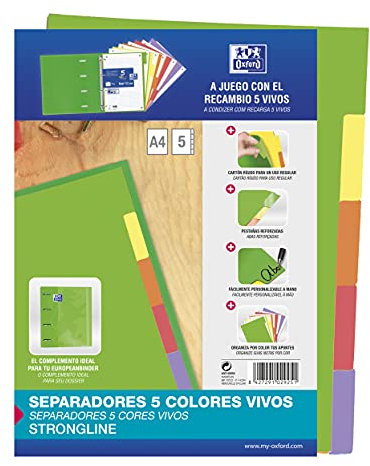 Separadores Oxford Strongline de 5 Posiciones, Colores Vivos