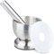 Relaxdays Mortero Cocina con Maja, Acero Inoxidable, Tapa, Especias, Base Antideslizante, Diámetro 10 cm, 200 ml, Gris