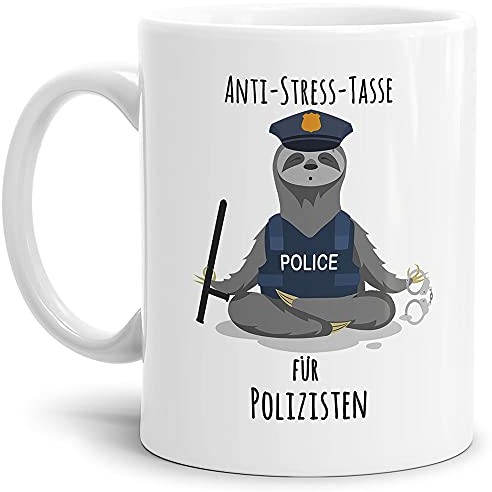 Berufe Tasse - Anti-Stress-Tasse für Polizisten - Lustige Kaffeetasse, Geschenk für Polizisten, Kollegen, Arbeit - Keramik Weiß, 300 ml