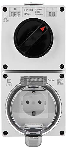 Prese Interruttori, Prese Elettriche da Muro,Presa Esterno Impermeabile IP66, Prese a Spina 16A, con Coperchio Chiudibile a Chiave, per Bagno, Garage, Piscina e Giardino, Standard Tedesco, Bianco