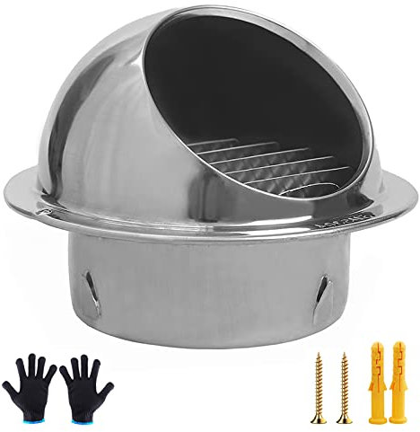 Lüftung Aussenhaube, 60mm ~300mm Rohranschluss Abluftgitter Gitter, 304 Edelstahl Lüftungsgitter, Mit Schutznetz, Polierprozess Lamellengitter Außenwandhaube, Für Belüftungen (Size : 2.8 inch(70mm))