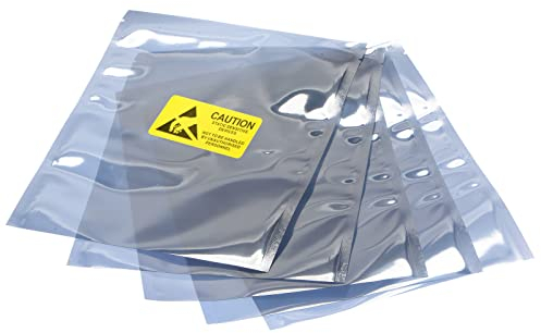 sourcing map 50Stk Antistatische Taschen Abschirmbeutel 6x8inch(15x20cm) offen Spitze mit Etiketten für Festplatte HDD SSD