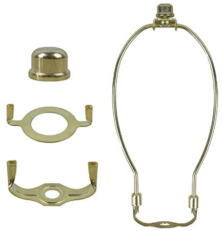 MagiDeal Lampenharfe – Lampenschirmhalter beinhaltet Harfe, Sattellichtsockel und Kugelknauf, Beleuchtungszubehör, Lampenschirmhalterung für Tisch-/Stehlampen - Golden 10,8 x 25,4 cm