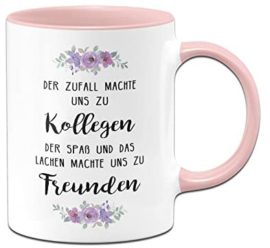 Tassenbrennerei Original Tasse mit Spruch Der Zufall machte uns zu Kollegen - Kaffeetasse als Geschenk für Kollegin (Rosa)