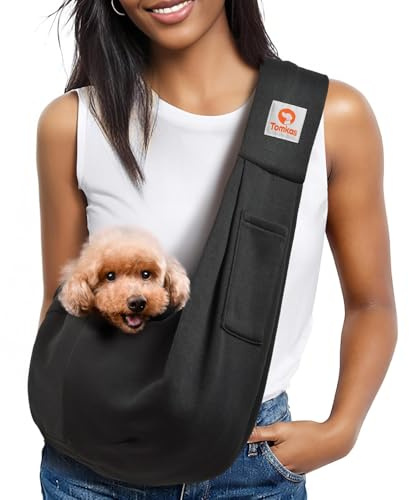 Tomkas Small Dog Sling Carrier - Classic Pocket & Classic Strap - Wrap Carrier - for 3-10 lbs Pets(Black)