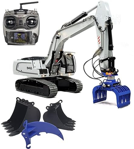 1/14 946 9Ch verfolgt Rc Hydraulikbagger Modell montiert Metall Greifer Eimer Ripper Licht mit Rc Controller