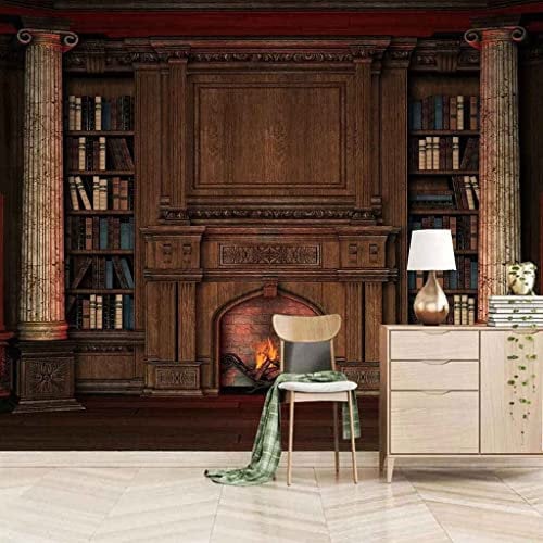 Mural Wallpaper Photo Home Custom 3D Photo Wallpaper Vintage Bookshelf Background Wall Painting Art Mural Wallpaper Living Room Tv Background Wall Papers Office Bedroom Dining Room Home Decor 55X 27