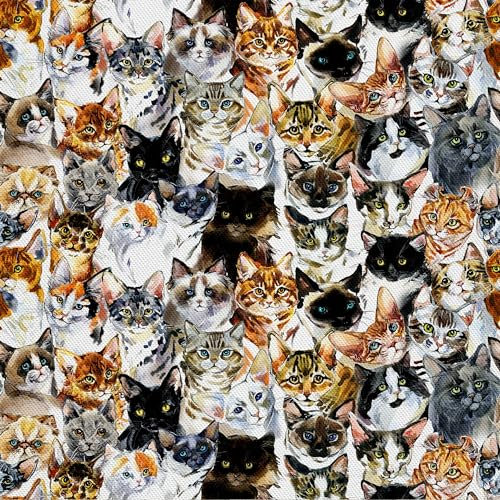 HEKO PANELS Stoff Oxford Wasserdichte Meterware Canvas-Stoff Polyester Stoff Zum Nähen Nähstoffe Möbelstoffe Dekostoffe Handwerken Wasserabweisend Blickdicht Katzen 1 Meter 155 x 100 cm