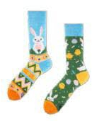Many Mornings - Oster Socken - Mismatched Socks (R107), 1 stück, Unisex, Cartoon, Pastel Colors (Pink, Blue, Yellow), Regular, One Size, EU, Lässig, Socken, Ostern, Familien mit Kindern