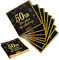 Geburtstag 50 Servietten, 20Stk Schwarze Gold Happy Birthday Servietten 33cm x 33cm Papierservietten für Mann Frau Mädchen Junge Geburtstags Deko Party Supplies Tischdekoration