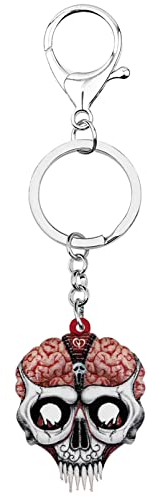 CNBPIC Halloween-Schlüsselanhänger, Horror-Gehirn, Plasma-Kopf, Zähne, Totenkopf, magischer Schlüsselanhänger, Ring, Geschenke, Schmuck für Frauen und Mädchen