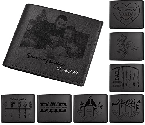 DEZUNTU Individuell gravierte Geldbörsen, personalisierte Foto-Leder-Geldbörse für Männer, Ehemann, Vater, Sohn, personalisierte Geschenke