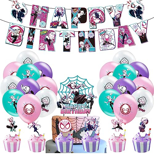 Geburtstag Party Deko Gwen Stacy Geburtstag Party Deko Female Spiderman Luftballons Geburtstag Spider Gwen Geburtstag Luftballons Female Spiderman Kuchen Topper Spider-Gwen Geburtstag Girlande