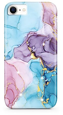 JIAXIUFEN Schutzhülle für iPhone SE 2022, iPhone SE 2020, goldfarben, glitzernd, Marmor-Design, schlank, stoßfest, flexibel, für iPhone 6/6S/7/8/SE, Blau, Lila, Rosa