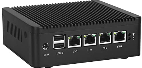 HSIPC Celeron N4000 Firewall Micro Appliance, Mini PC, Nano PC, Router PC with 4G RAM 64G SSD, 4 RJ45 Port DP HDMI AES-NI Compatible with Pfsense OPNsense