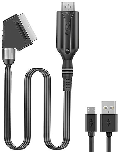 SZJUNXIAO Convertitore da scart a HDMI con cavo HDMI e cavo scart Full HD 1080P Video Audio Convertitore per HDTV STB VHS Xbox PS3 Sky DVD Blu-ray ecc