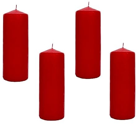 4-er Set Stumpenkerzen, rote Weihnachtskerzen fürs Adventsgesteck oder den Adventskranz, (HxØ) ca. 18 x 6,5 cm