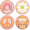 AimFun 48 Stück Groovy Partyteller Retro Hippie Boho Pappteller 60er 70er Jahre Party Dekorationen 22,9 cm Gänseblümchen Blume Frieden Runde Einwegteller für Geburtstag Babyparty Hochzeit