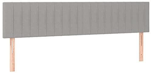 vidaXL Kopfteil 2 STK., Bettkopfteil mit Holzbeinen, Höhenverstellbar Polsterkopfteil für Bett, Betthaupt Bettzubehör Schlafzimmer, Hellgrau 80x5x78/88cm Stoff
