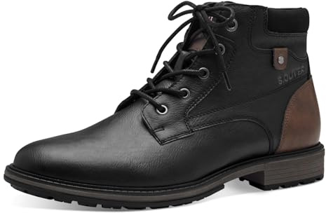 s.Oliver Herren Stiefel zum Schnüren mit Reißverschluss Herbst, Schwarz (Black), 44 EU