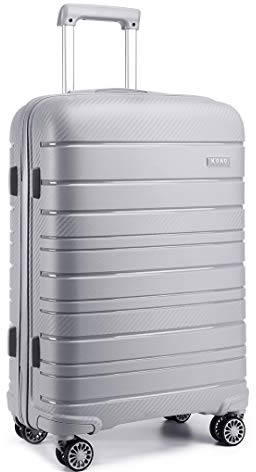 KONO Hartschalenkoffer, 71,1 cm, leicht, Extra groß, 100 l, Reisegepäck mit TSA-Schlössern und 4 Spinnrädern (Grau, 76 x 49 x 30 cm), grau, Koffer