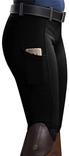 nicticsi Damen Mode Reiterhosen Slim Fit Elastische Splice Reiterhosen Casual Leggings Sport Hohe Taille Reithose Reitsport Trainingshose B Schwarz S